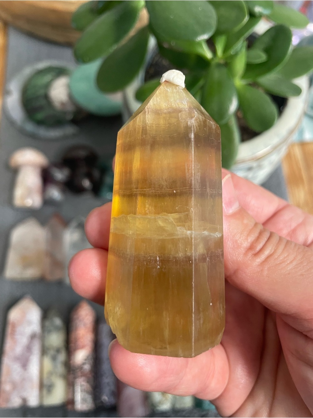 Natural Yellow Fluorite Crystal Point - Home Accent